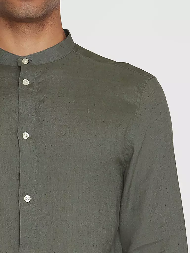 KNOWLEDGE COTTON APPAREL Leinenhemd olive