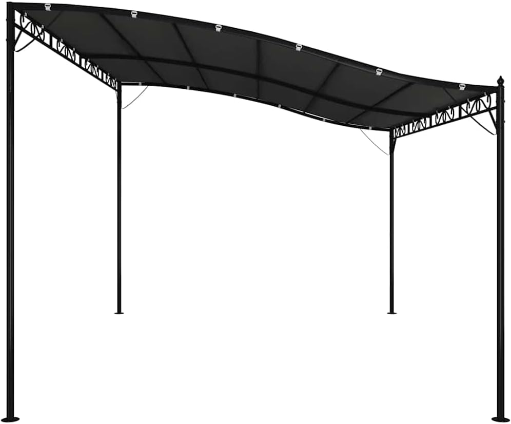 vidaXL Markise, Sonnenmarkise Wasserfest UV-Schutz, Balkonmarkise Sonnenschutz mit Stahlrahmen, Regenschutz Überdachung Terrasse, Anthrazit 4x3 m 180 g/m² Stoff Stahl