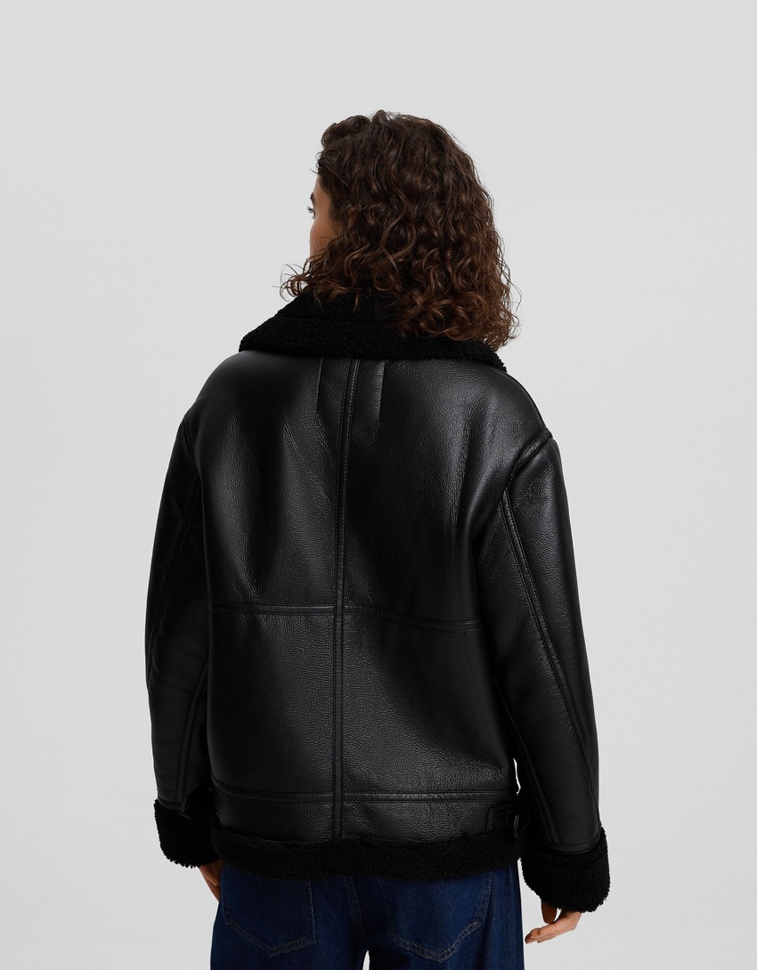 Jaqueta de motociclista dupla face oversized