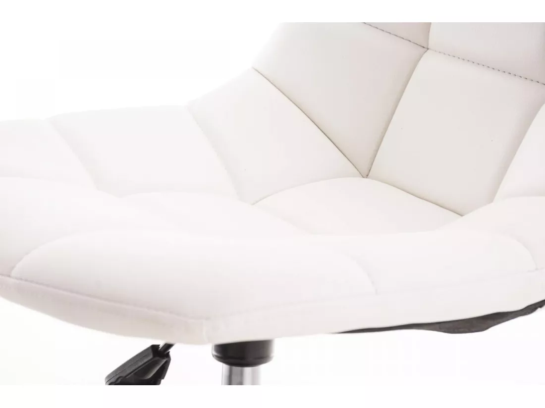 Chaise de bureau - Similicuir & Métal chromé - Blanc - Emil