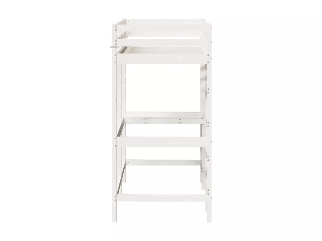 Lit superposé avec bureau blanc 75x190 cm bois de pin massif