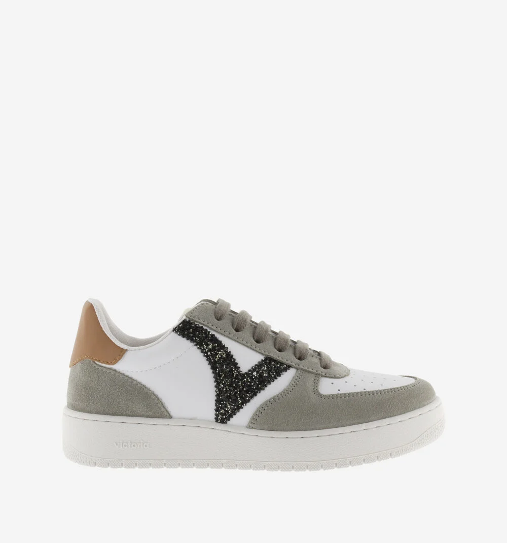 MADRID SPLIT LEATHER & GLITTER SNEAKERSKAKI