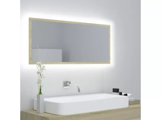 Miroir LED de salle de bain Chêne sonoma 100x8,5x37cm Acrylique