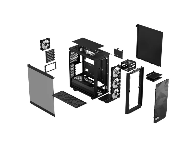 Fractal Design Meshify 2 Compact Lite - Mid tower - ATX - sidepanel med vindue (hærdet glas) - ingen strømforsyning (ATX) - sort TG-lystone - USB/Lyd