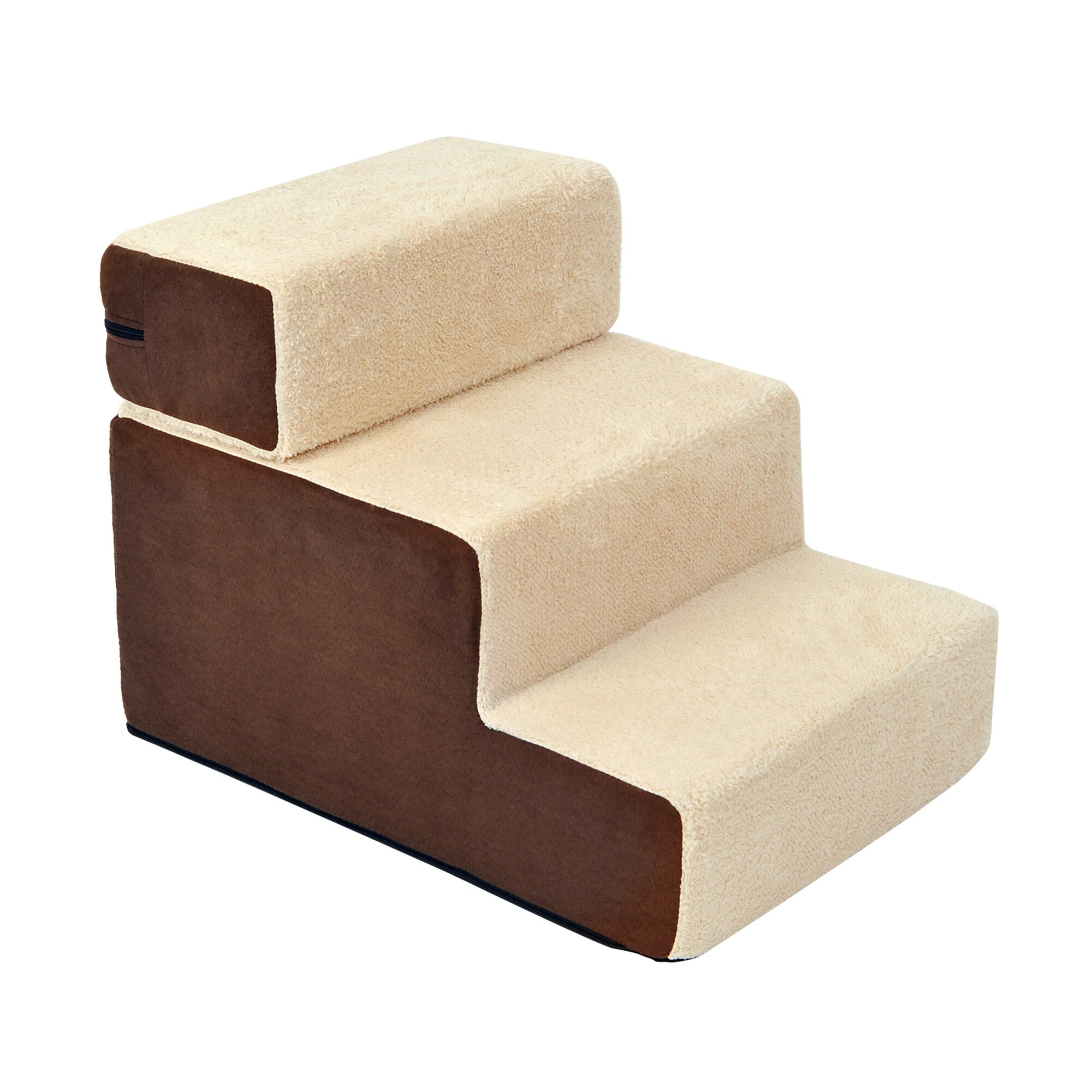 PawHut Hundetreppe mit Plüsch beige 54 x 40 x 39 cm (LxBxH)