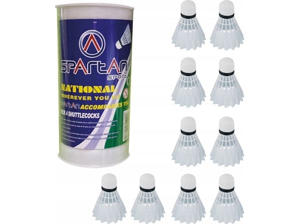Spartan Badminton Fjærball Nylon Hvit Slitesterk Solid SPARTAN 10 stk