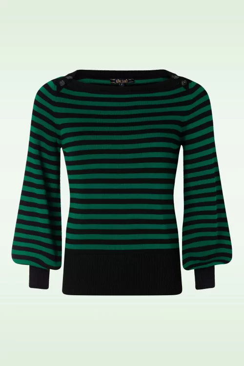King Louie Marie Bell Loop Stripe top in peacock groen