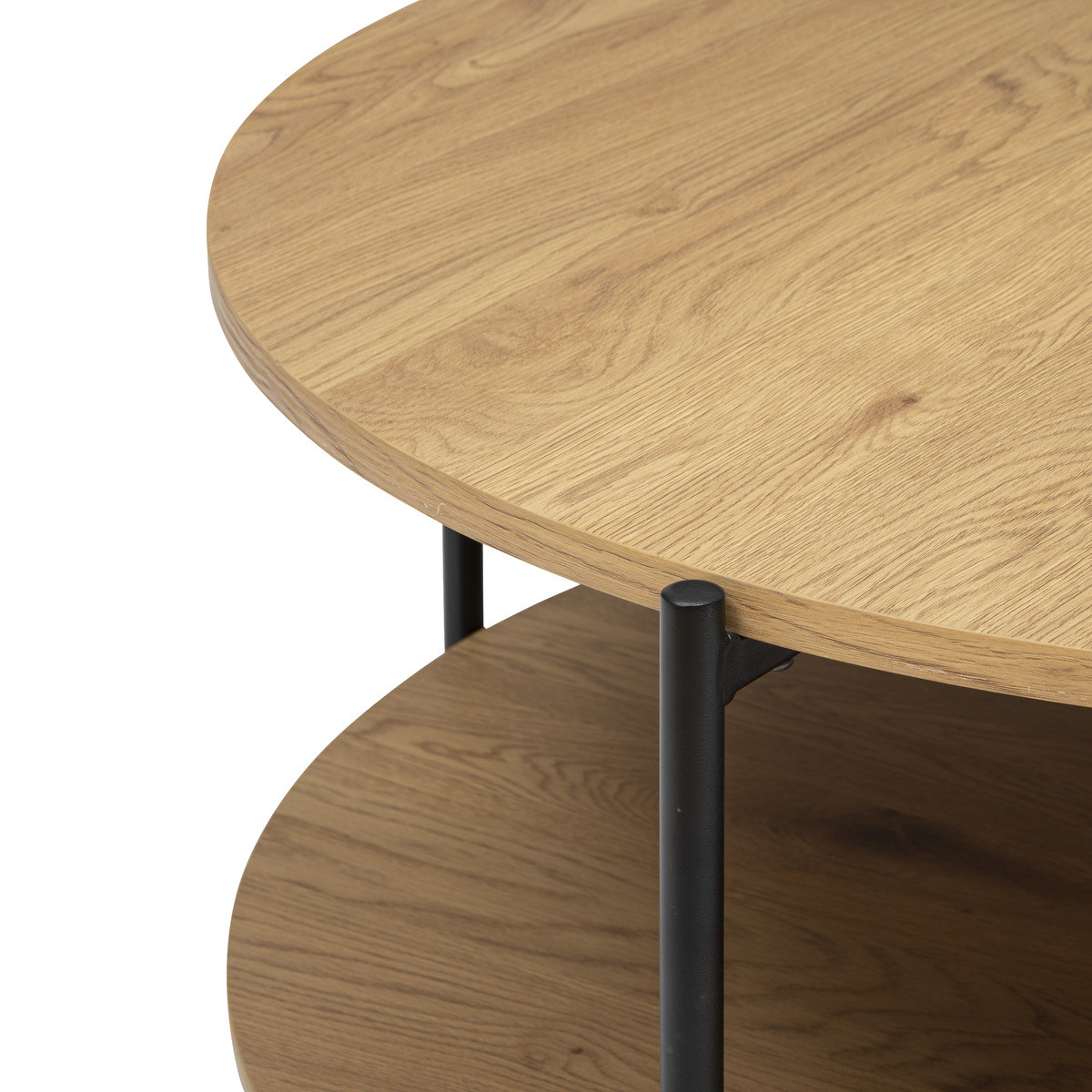 Table basse 2 plateaux en métal et bois d 90 x h 42,5 cm