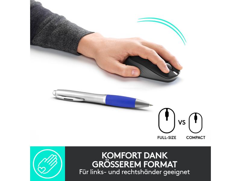 Logitech Maus M190 Anthrazit/Schwarz, kabellos Universelle Arbeitsmaus für alltägliche Büroarbeiten