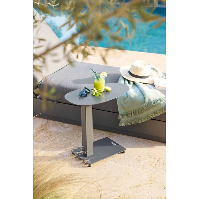 Table d'appoint de jardin ovale VENUZIA Graphite