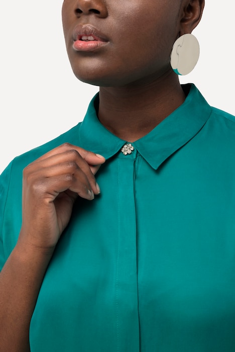 Bluse, Cupromix, Boxy, Hemdkragen, 3/4-Arm