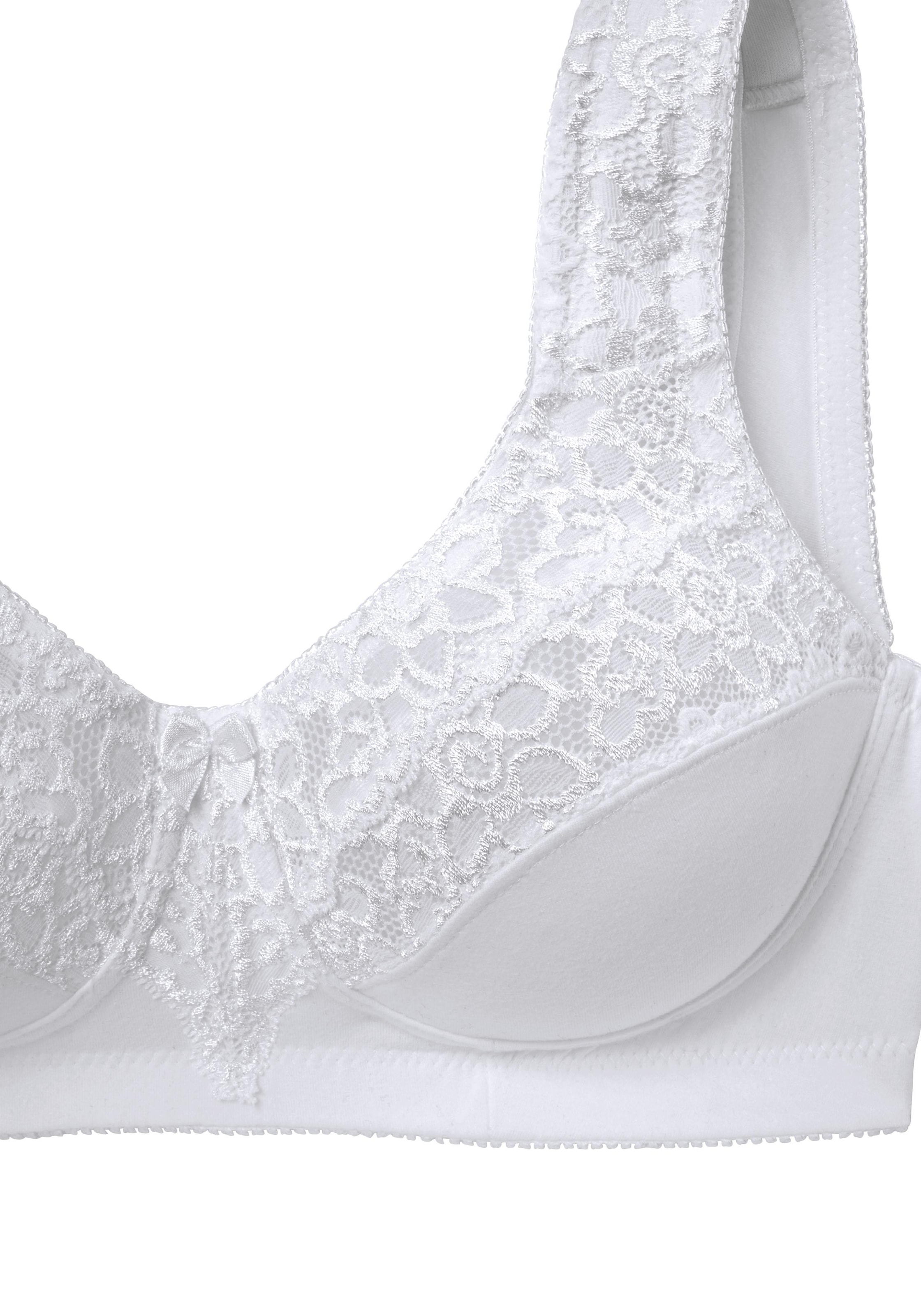 petite fleur Entlastungs-BH, 2 Stücker Packung, ohne Bügel, mit eleganter Spitze, Basic Dessous
