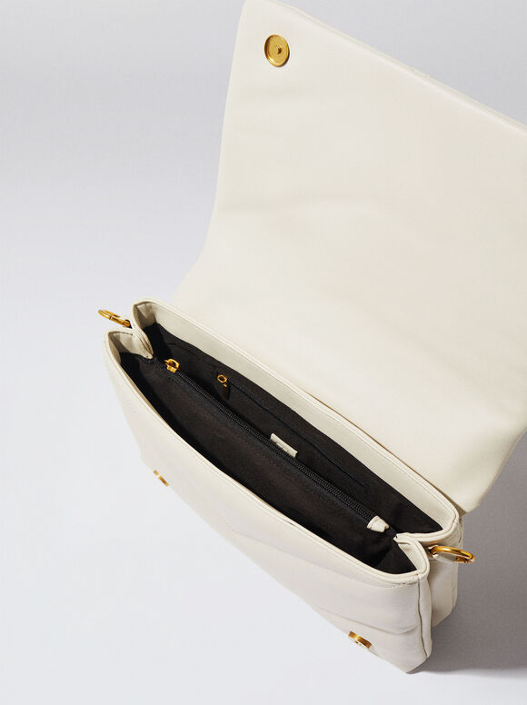 Bolsa acolchoada com corrente - Cru