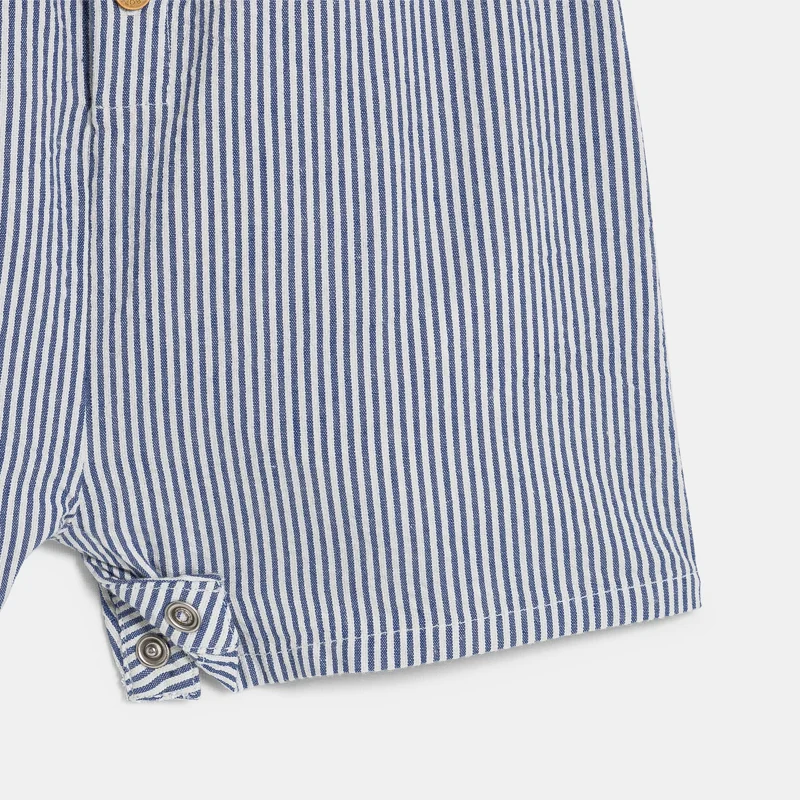 Salopette courte en seersucker bleu bébé fille Bleu