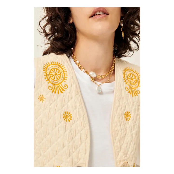 Sessùn Veste Sans Manches Brodée Charlezie | Ecru