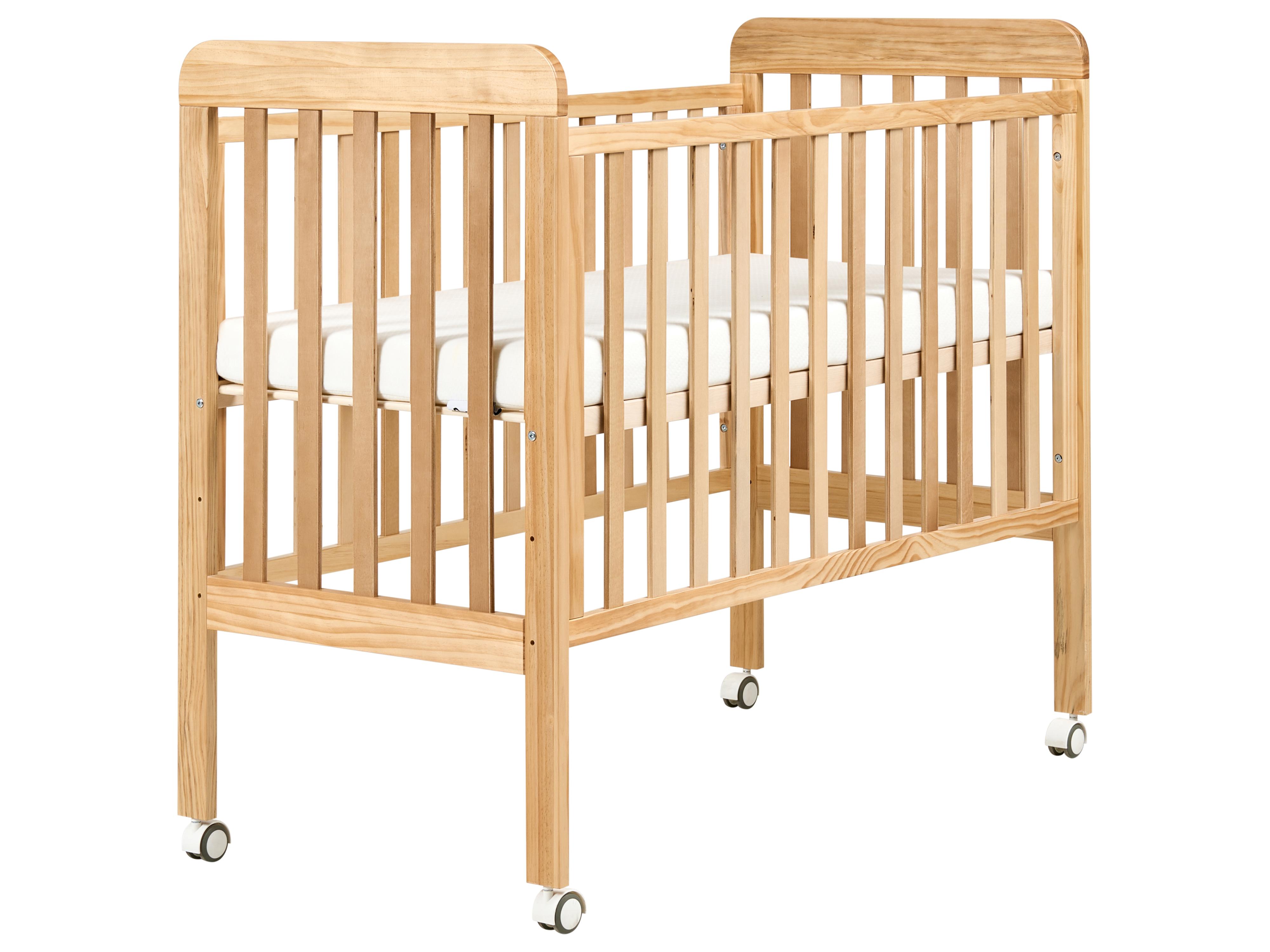 Babybedje Dennenhout BODMIN 60 x 120 cm met wielen Lichtbruin