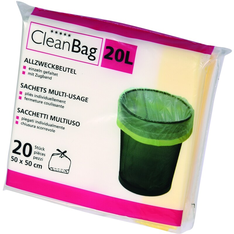 CleanBag Mehrzweckbeutel, 20 l, 500 x 500 mm, 20 Stück