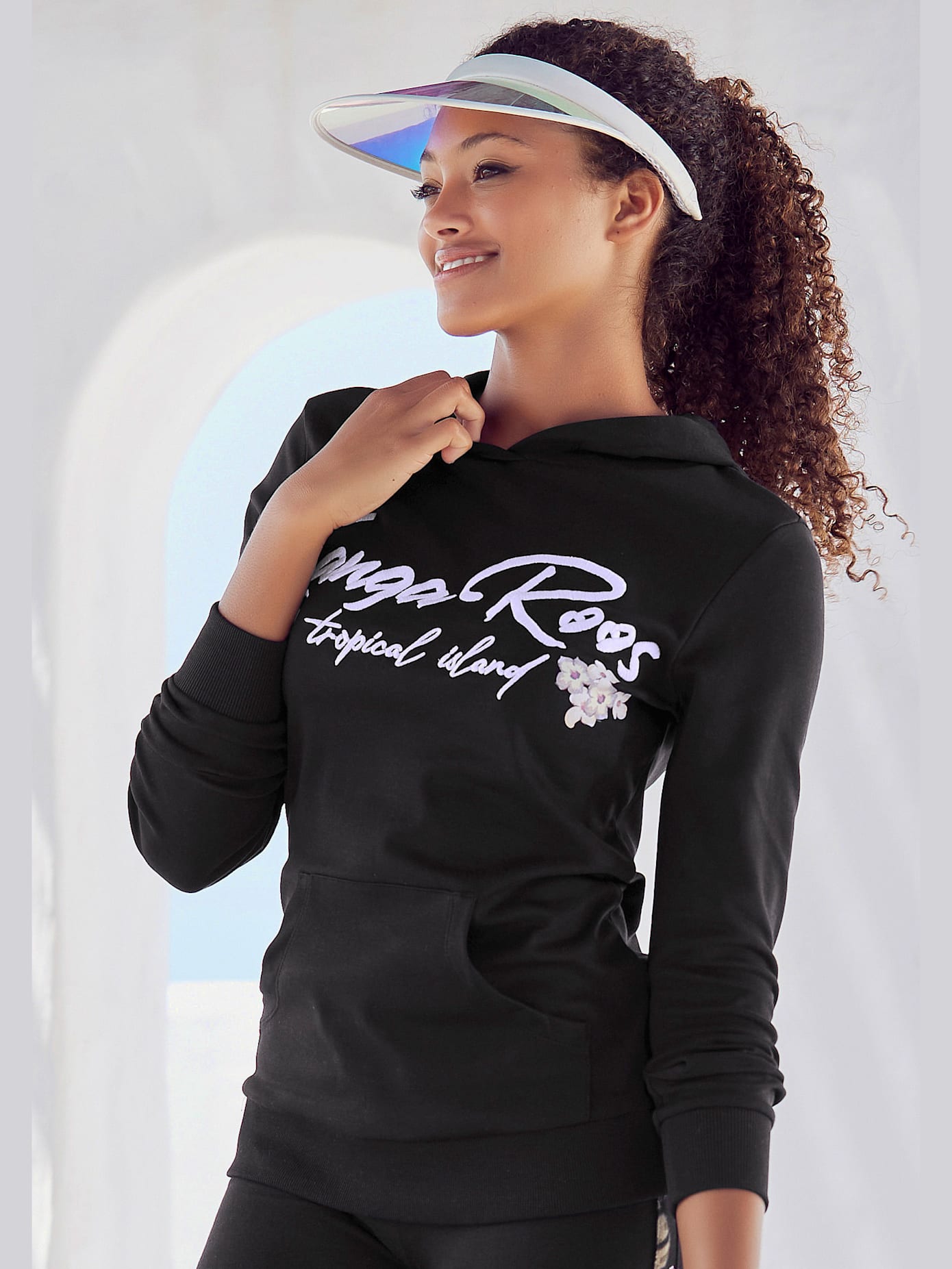 Sweatshirt à capuche sweatshirt basique avec broderie et imprimé floral