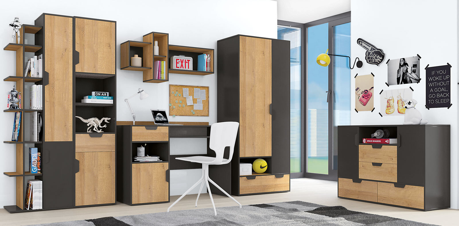 Schreibtisch Nano Eiche Riviera/Graphit Nachbildung ca. 125 x 85 x 55 cm