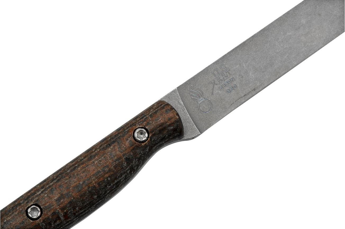 White River Exodus 3, Natural Canvas Micarta, Kydex schede, vaststaand mes