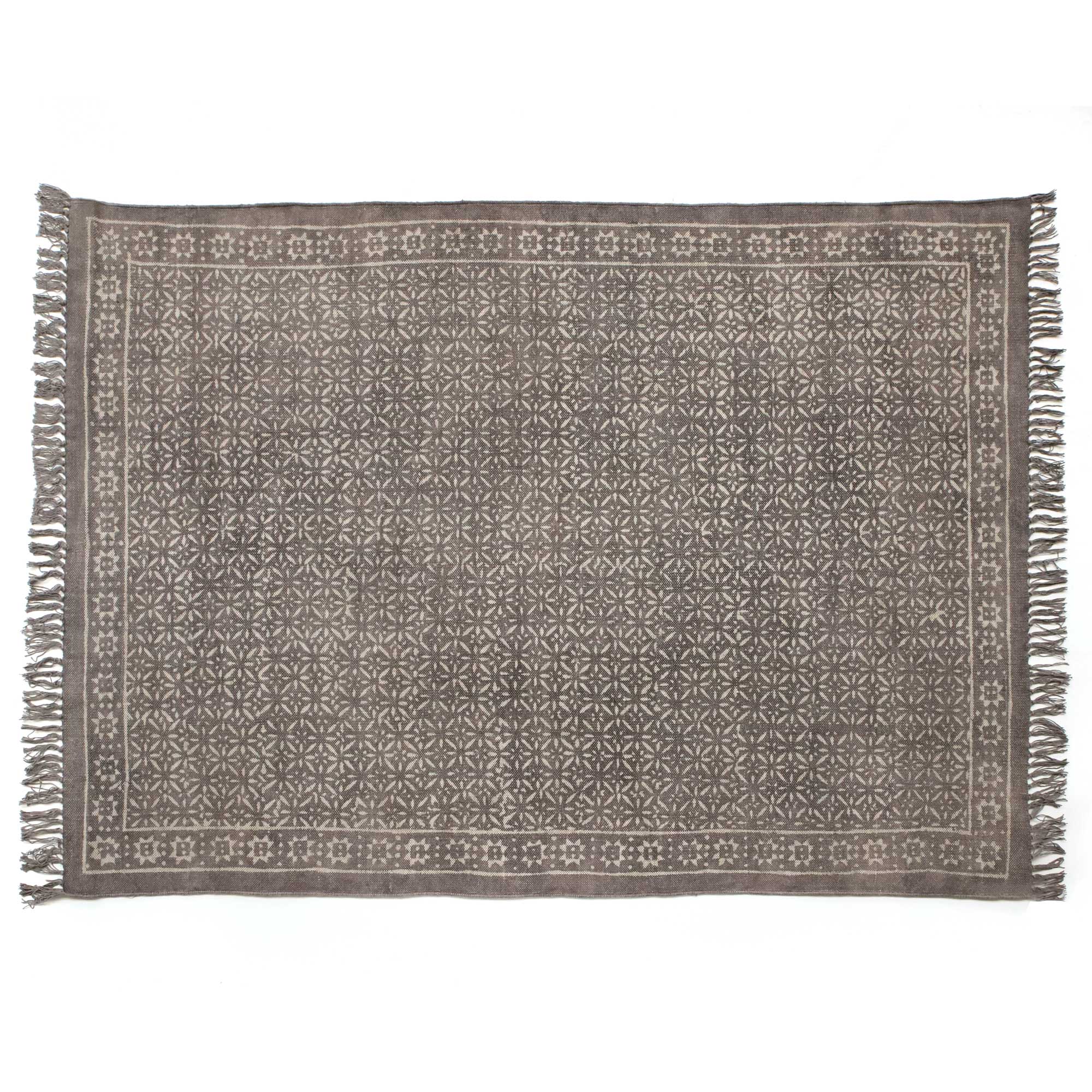 Blockprint-Teppich 'Ishaan', grau, weiß, B 200 cm, L 140 cm von fischer's lagerhaus