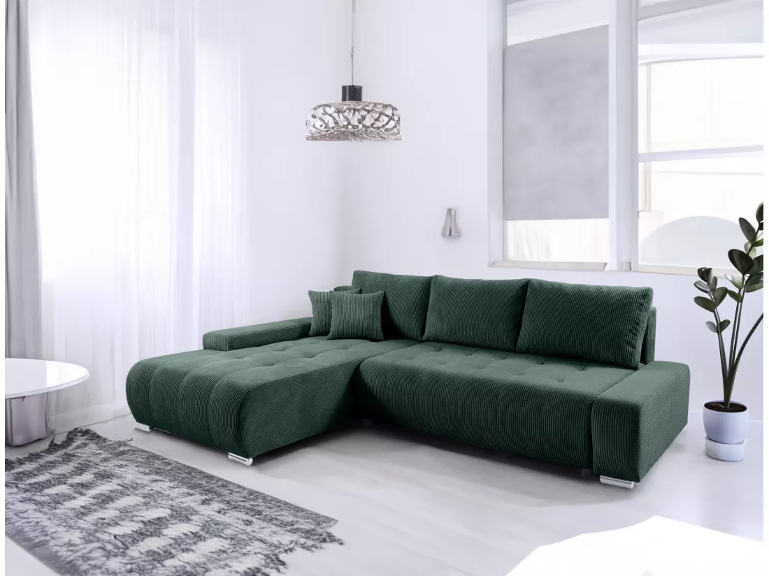 CANAPÉ D'ANGLE avec coffre de rangement Tragel L, vert