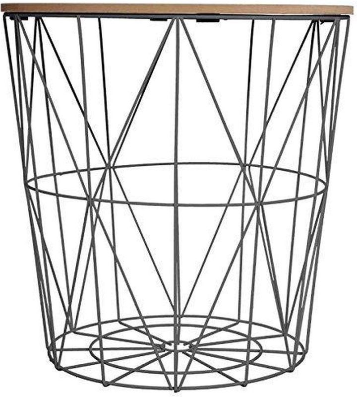 Bijzettafel - Zwart metalen draadmand - D. 39,5 cm - H. 41 cm
