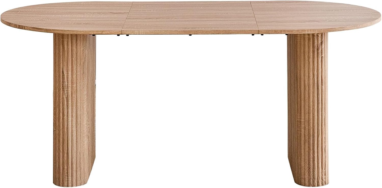 180 cm Ovale Esstisch für 6-8 Personen – Moderner Farmhouse-Tisch mit Holzmaserung-Oberfläche & Stabilen Elliptischen Tischbeinen für Küche, Esszimmer, Konferenzraum (Natürlich)
