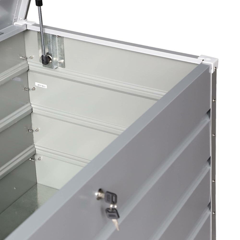 Coffre de jardin en métal - detroit- 385l gris aluminium