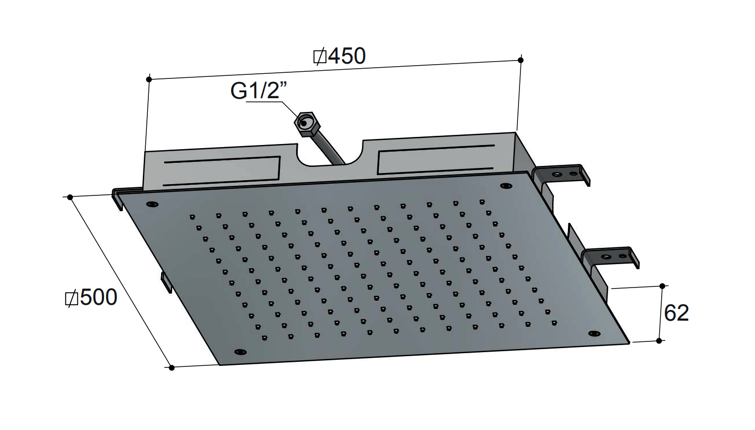 Hotbath Mate M111 inbouw hoofddouche vierkant 50cm chroom