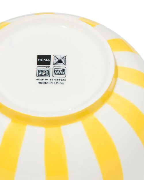 bol Ø15cm - new bone blanc et jaune - vaisselle dépareillée