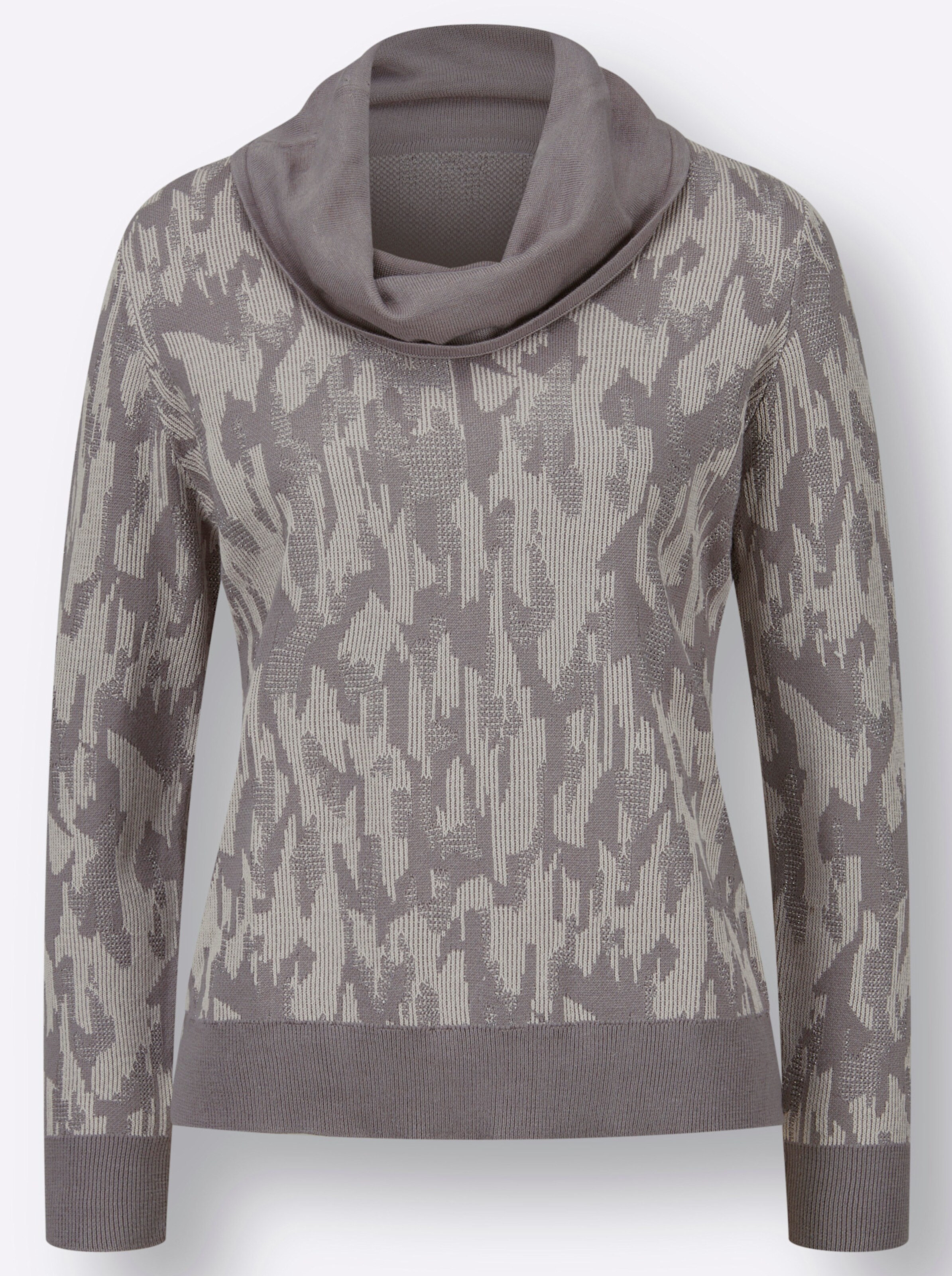 Pullover in hellgrau-grau-gemustert