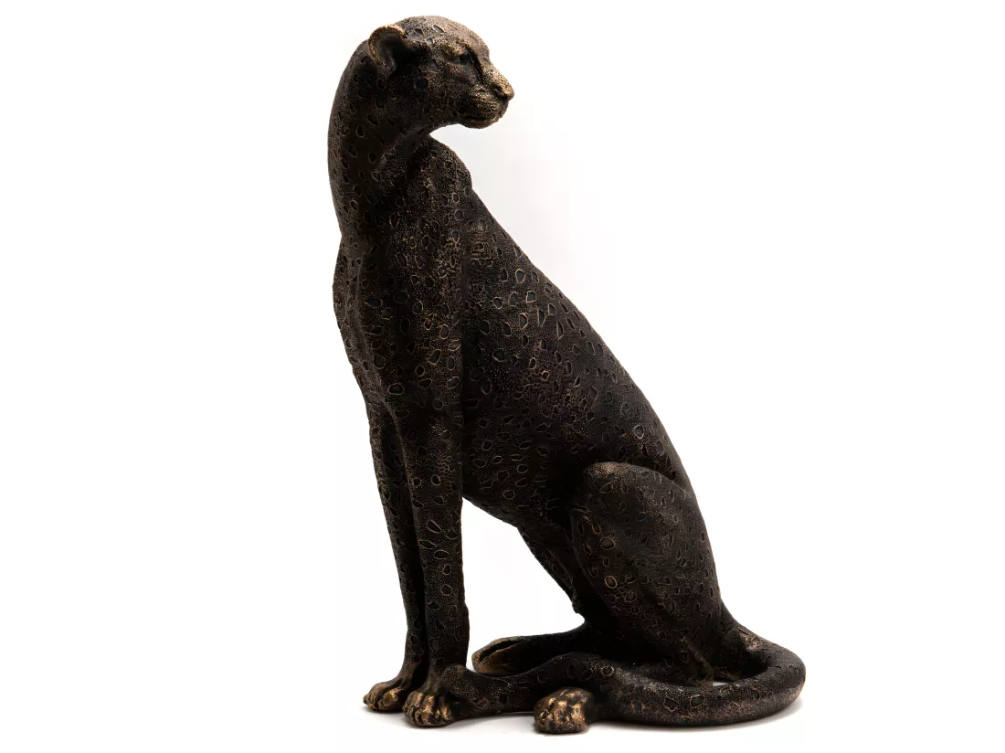 Panthère en bronze tachetée hauteur 41 cm