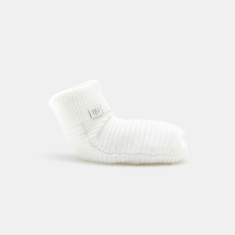 Chaussettes côtelées à revers blanches naissance