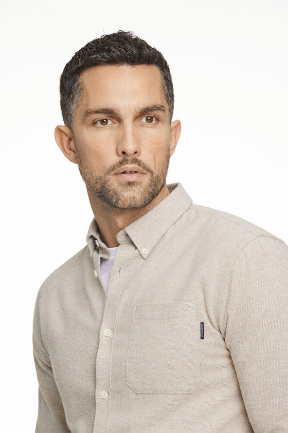 Lindbergh Brushed twill shirt L/S Sand