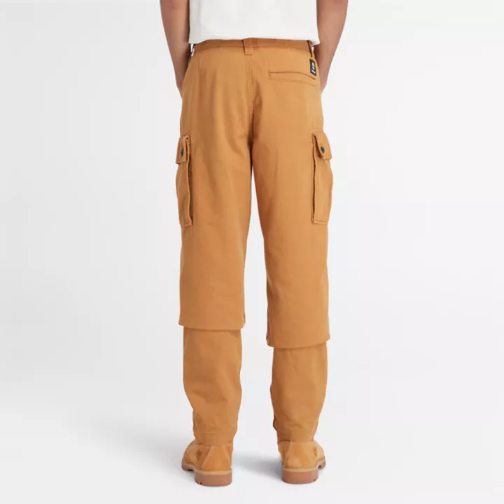 Pantalon cargo en sergé pour homme en jaune foncé
