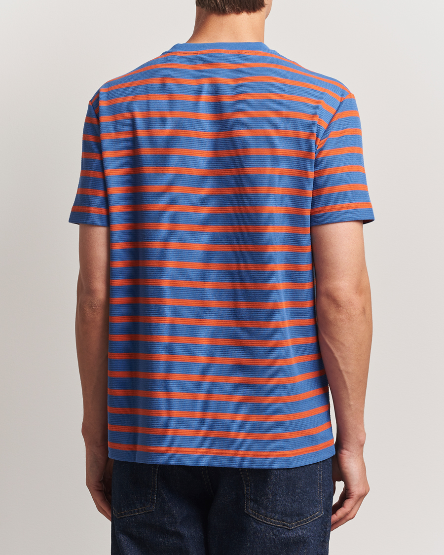 GANT Waffle Textured Striped T-Shirt Rich Blue