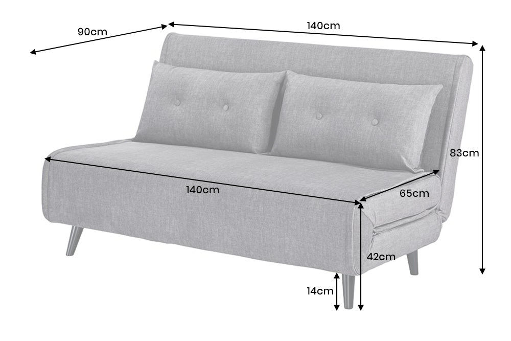 Retro Schlafsessel SMART MULTIFUNCTION 140cm grau Vogue Velours Samt Bettfunktion