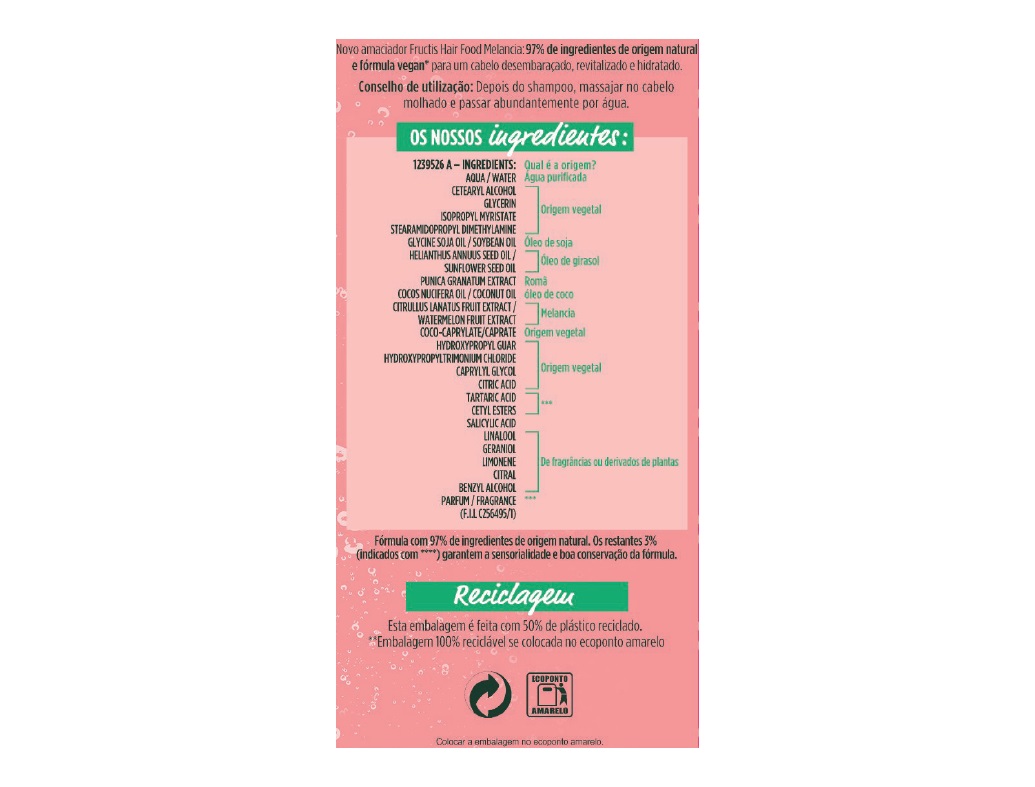 CONDICIONADOR FRUCTIS HAIR FOOD MELANCIA 350ML