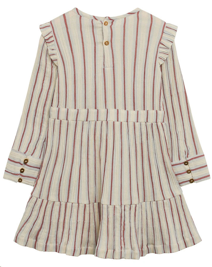 Langarm-Kleid MINI BONDED COTTON gestreift in art off white