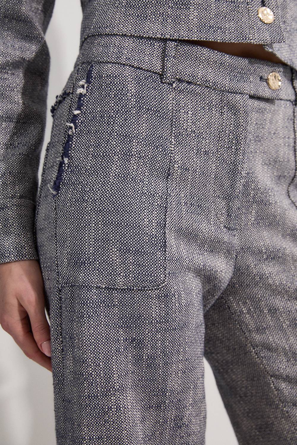 KarenMillen Pantalon droit sur mesure en tweed de printemps pour personnes de grande taille