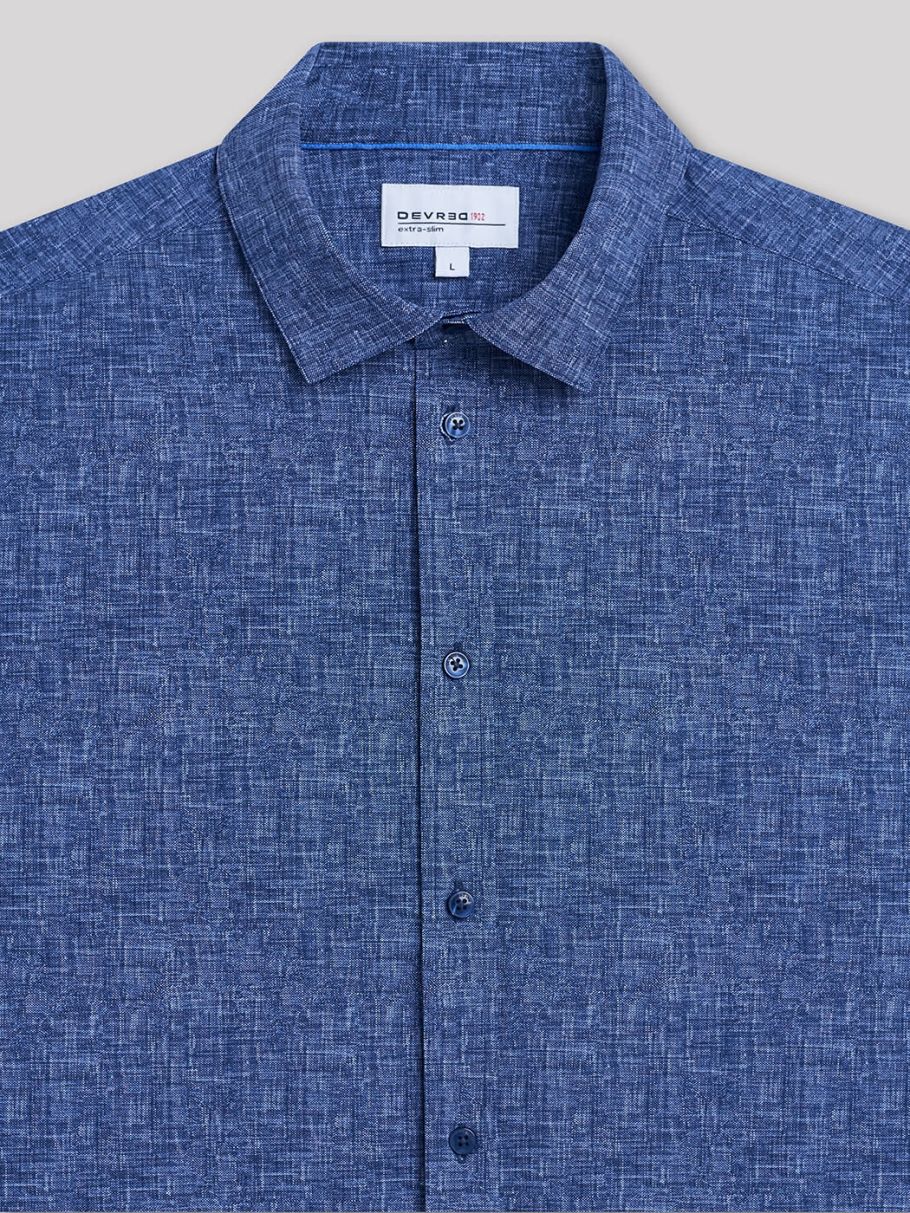 Chemise extra-slim stretch faux uni