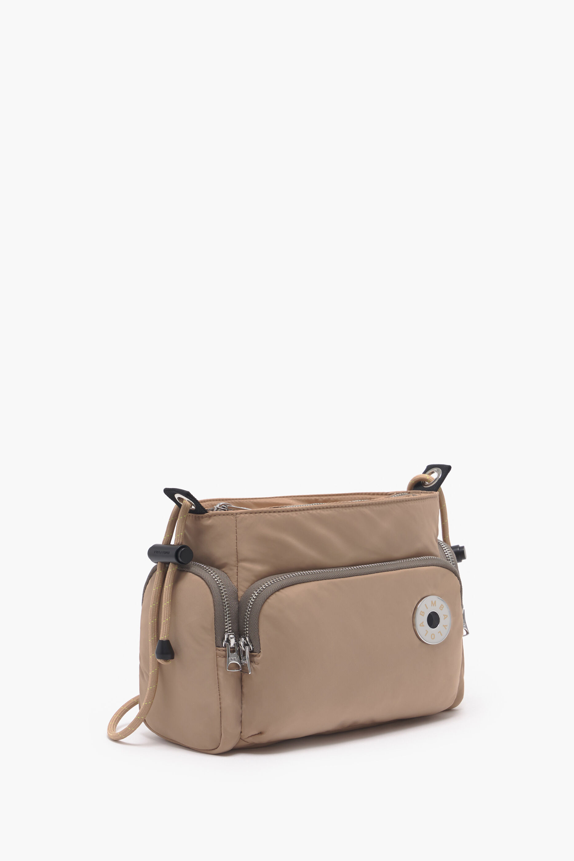 Bolsa de ombro pequena em nylon cor camelo