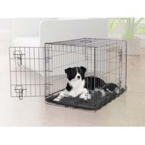 Gaiola para cães com duas portas, preta