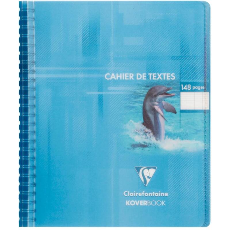 Cahier de textes reliure intégrale Koverbook 17x22cm 148 pages grands carreaux couverture polypropylène transparent - Assortis