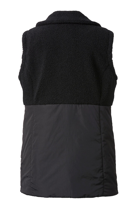 Steppweste, Patchoptik mit Teddyfell, Stehkragen, Saum-Zipper