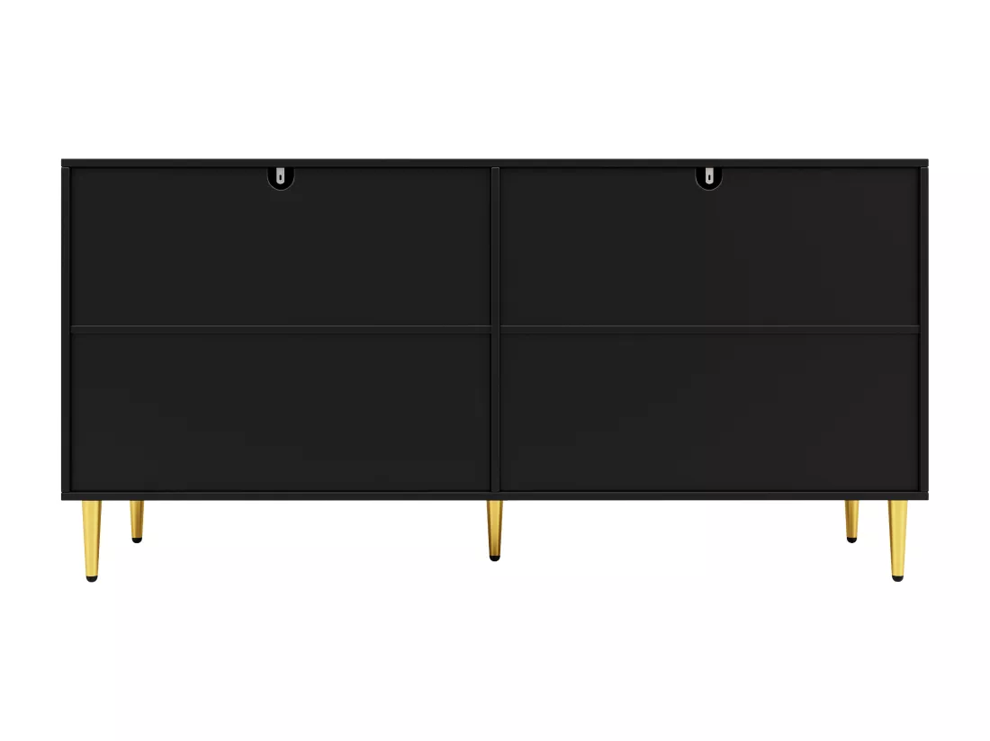 Buffet moderne - 4 portes à motif ondulé - en MDF - Noir