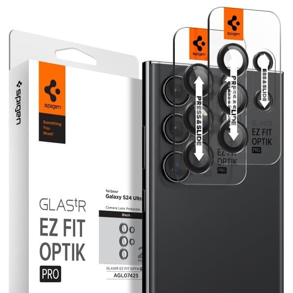 Spigen Samsung Galaxy S24 Ultra Kameralinsebeskytter GLAS.tR EZ Fit Optik Pro 2-pak Sort