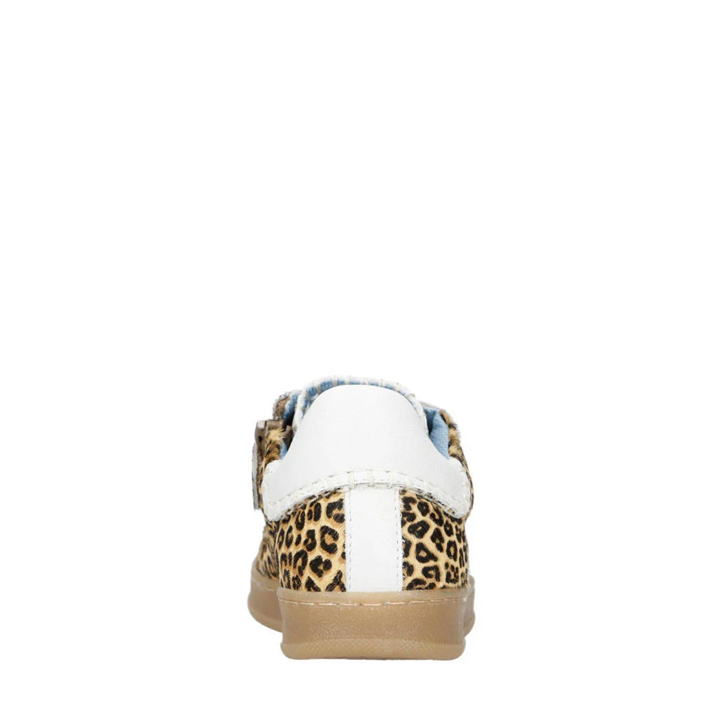 Clic! suède sneakers met panterprint beige/zwart