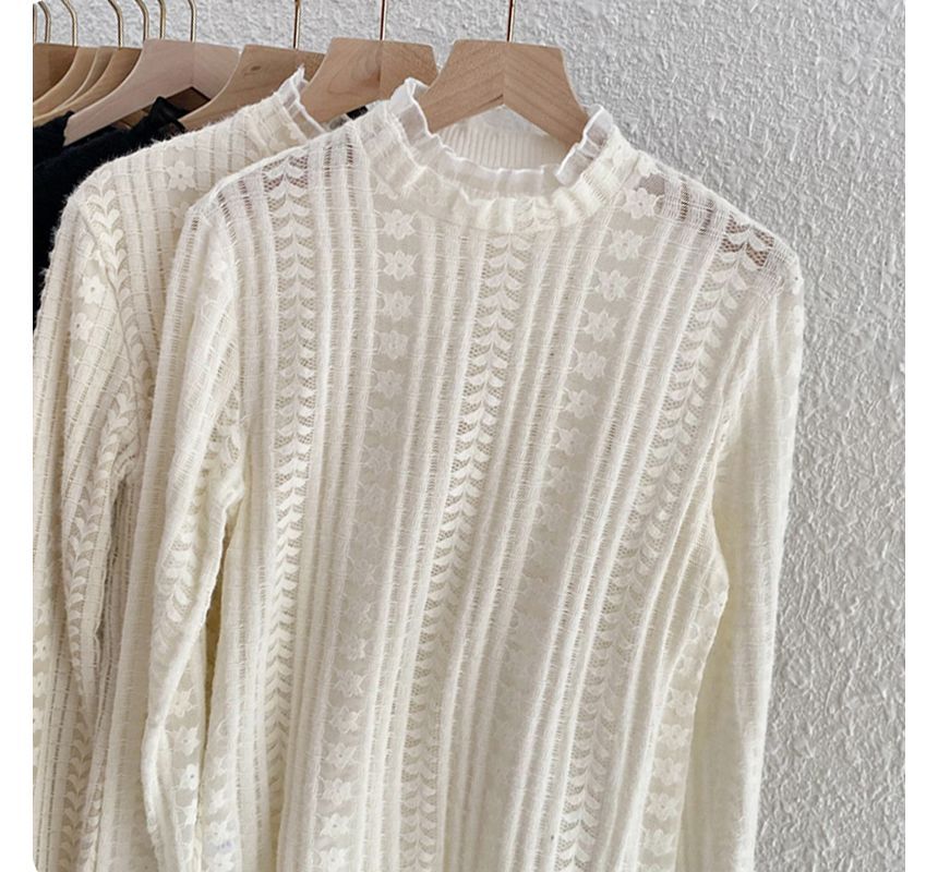 Essere - Gebreide top met nephals en kanten rand